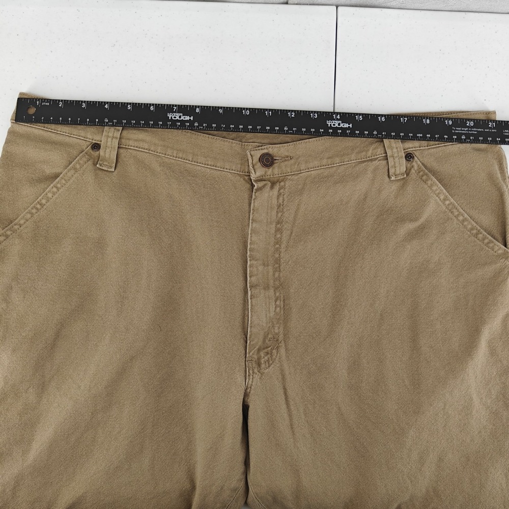Wrangler Carpenter Pants Mens 42x30 Tan Beige Stretch Flex Casual Utility Work - Picture 5 of 9
